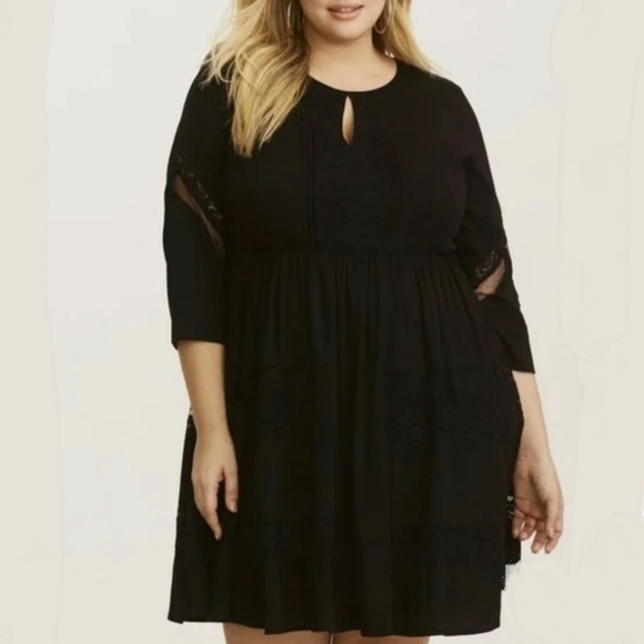 Torrid Tiered Challis Lace Boho Chic Prairie Tunic Ruffled Midi Sz 1 - NWOT - Picture 1 of 10